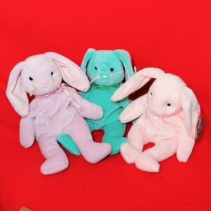 Ty Hippity Happity Floppity Beanie Babies 1996 Pastel Bunny Trio